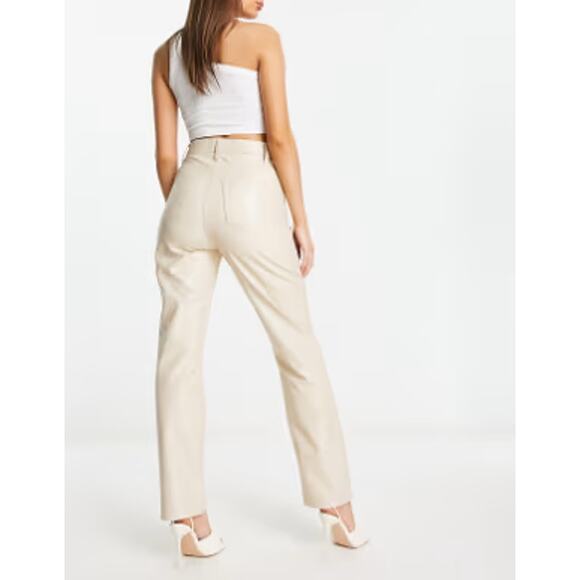 Abercrombie & Fitch Curve Love 90’s Straight Leather Pants Oyster Grey Size 27 - Picture 3 of 10